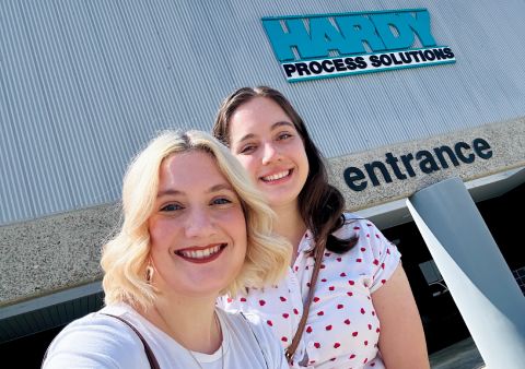 Megan and Danielle visiting the Hardy Process Solutions office