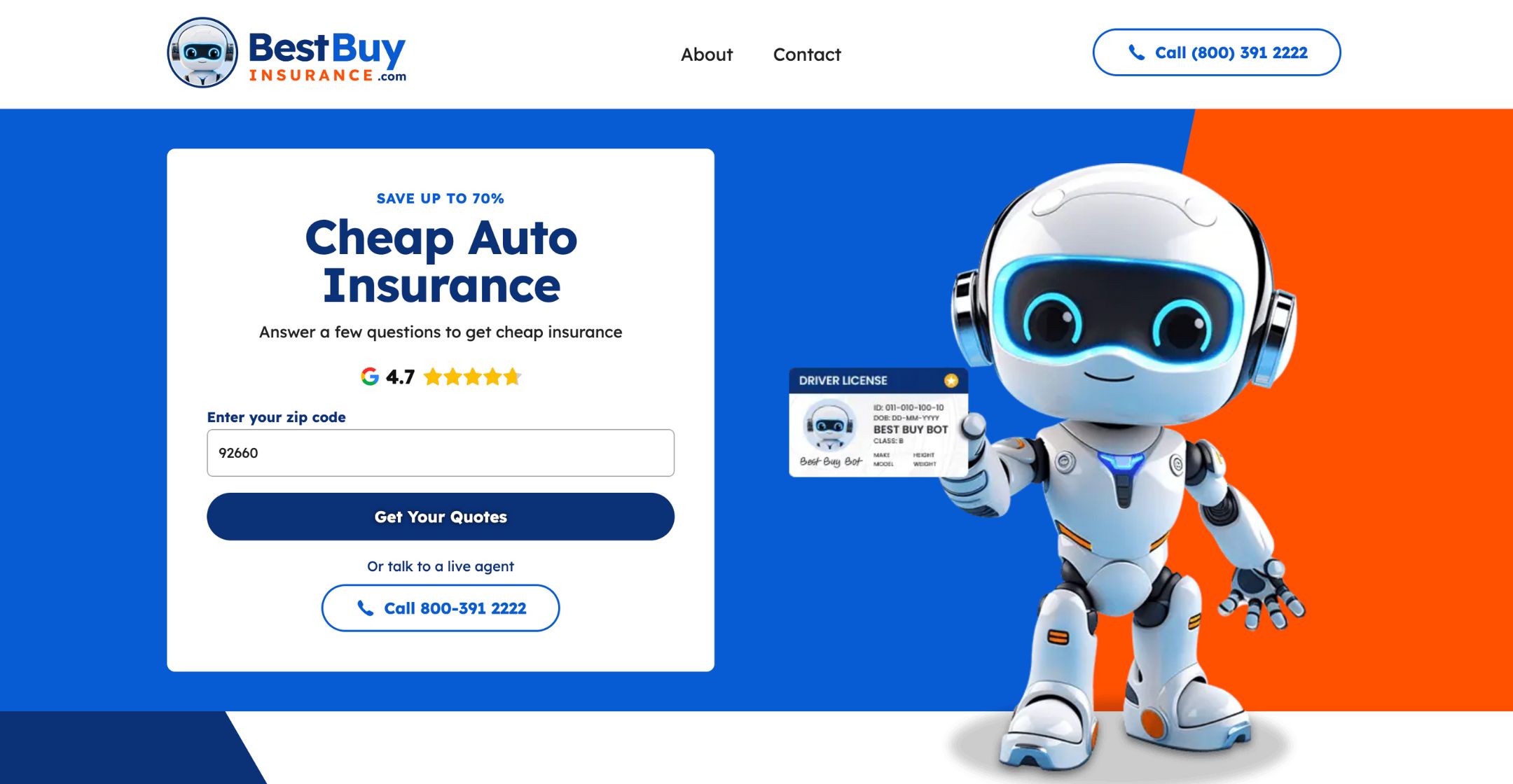 After desktop screenshot of Best Buy Insurance