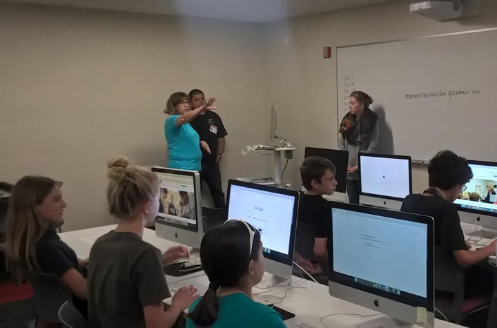 The team in a classroom