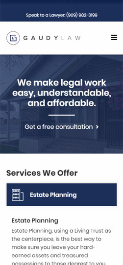 Gaudy Law Mobile Website