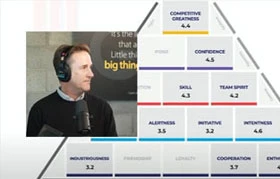 Brian Daley discussing the pyramid of success with a profile view