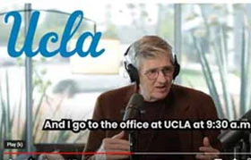 Man talking saying "...and I go to the office at UCLA at 9:30am"