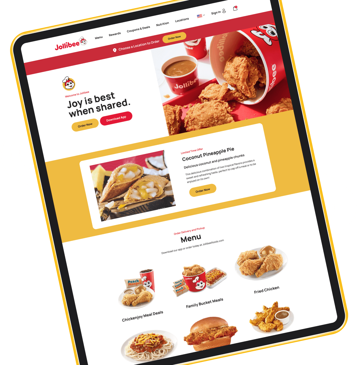 Jollibee Homepage tablet