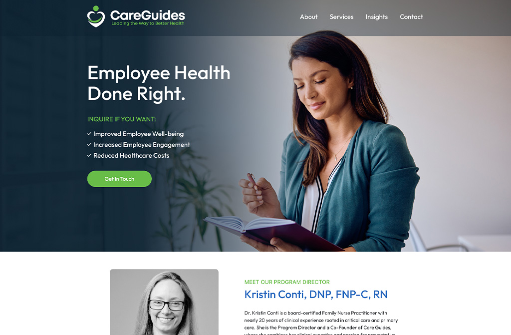 screenshot of CareGuides website on desktop browser